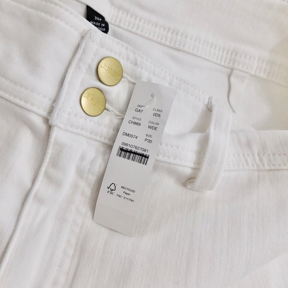 NWT!! J. CREW Slim Wide Jeans Stacked Buttons Solid White Size 30 Petite 30P - Picture 13 of 16